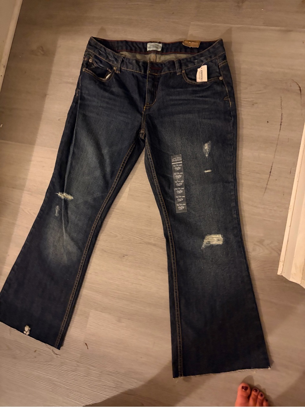 Aeropostale Hailey Flare Dark Blue Flared Distressed Jeans